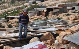 Israeli occupation forces demolish structures in the Bedouin Qabbon community