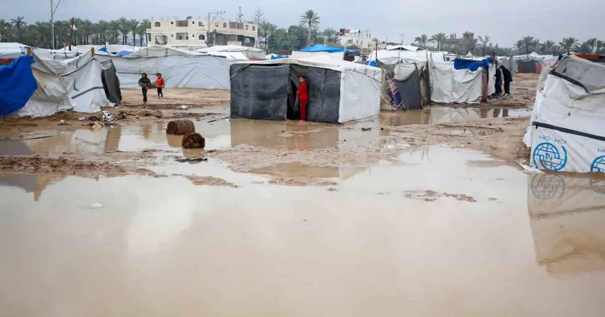 Heavy rains compound suffering of displaced Palestinians in Gaza