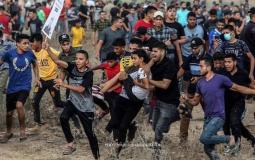 لحظة إصابة الطفل شرق غزة