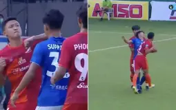 لحظة اعتداء نويشايبون على لاعب الخصم