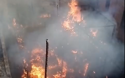 حريق في مخيم للنازحين السوريين في لبنان