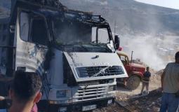 مستوطنون يحرقون شاحنة لفلسطيني