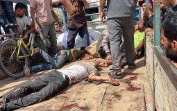 شهداء إثر مجزرة ارتكبها الاحتلال بحق المدنيين في قطاع غزة