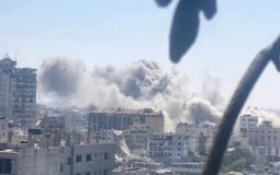 قصف برج السوسي وسط غزة