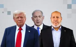 القيادي خليل الحية ومجرم الحرب نتنياهو وترامب