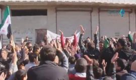 مظاهرة في مدينة #الأتارب بريف #حلب نصرة لأهالي وادي بردى وللمطالبة بتوحيد الصفوف