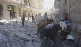 #حلب: ارتقاء 5 مدنيين وجرحى في قصف جوي على #حي_السكري ظهر اليوم