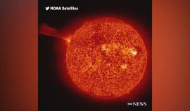 #فيديو "ساتل" تابع للإدارة الوطنية للمحيطات والغلاف الجوي الأمريكية يلتقط انفجاراً ضخماً في الشمس