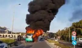 #فيديو احتراق حافلة جنوب حيفا