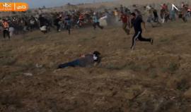 #شاهد لحظة إطلاق قوات الاحتلال النار بشكل عشوائي على المتظاهرين شرق مدينة غزة اليوم .