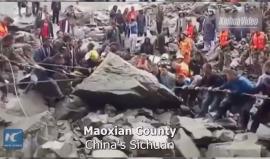 #شاهد انهيار أرضي كبير في مقاطعة سيتشوان بالصين ودفن أكثر من 100 شخص