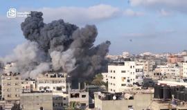 #شاهد اللحظات الأولى لقصف طائرات الاحتلال "مركز المسحال الثقافي" غرب غزة