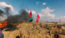 #شاهد مقتطفات من مواجهات #جمعة_من_غزة_للضفة بمخيم العودة شمال قطاع غزة