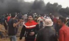 #فيديو تواصل فعاليات مسيرة العودة شرق البريج على حدود وسط القطاع