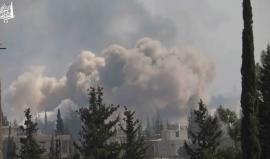 #شاهد| قصف جوي عنيف على مخيم خان الشيح بريف #دمشق