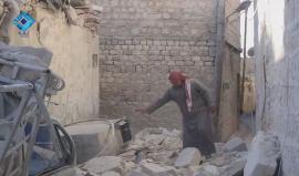 9 شهداء جراء القصف بالبراميل المتفجرة على حي المعادي في #حلب المحاصرة 
تصوير وكالة ثقة