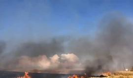 #فيديو للنيران المندلعة في كيبوتس "نير عام" بفعل طائرة ورقية حارقة أطلقت من غزة