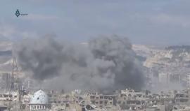 لحظة القصف العنيف على حي جوبر بدمشق