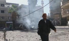 دمار جراء القصف الجوي على مدينة #سقبا بريف #دمشق