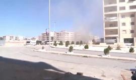 قصف #جيش_الفتح بالقرب من طاقم قناة روسيا اليوم خلال تغطيتها في حي #حلب الجديدة