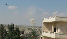 #قصف بالقنابل العنقودية على معسكر #وادي_الضيف بريف إدلب