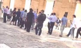 #شاهد قطعان من المستوطنين يقتحمون باحات المسجد الأقصى المبارك بحراسة مشددة من شرطة الاحتلال.
