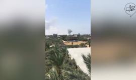 #فيديو طائرات الاحتلال تشن غارات على موقع يتبع لسرايا القدس وسط قطاع غزة