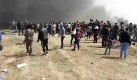 مواجهات عنيفة في جمعة حرق العلم من الحدود الشرقية لمدينة عزة