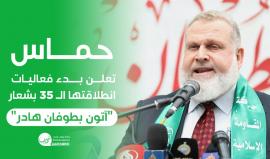 حركة حماس تعلن بدء فعاليات انطلاقتها الـ 35 خلال مؤتمر صحفي أمام منزل المؤسس الشهيد أحمد ياسين في غزة