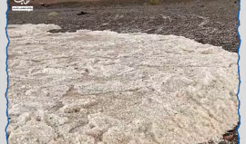 سيل جارف من البَرَد في مدينة تبوك شمال السعودية