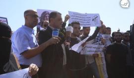 وقفة للحراك النقابي للصحافيين أمام قصر العدل في غزة رفضًا لمسرحية انتخابات نقابة الصحفيين