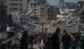 مشهد للدمار الكبير في قطاع غزة بسبب الحرب الإسرائيلية