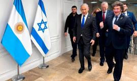 الرئيس الأرجنتيني خافيير ميلي ورئيس حكومة الاحتلال بنيامين نتنياهو - أرشيفية -