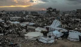 تأثير المنخفض الجوي على الخيام في غزة