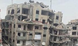 عمارة السعادة في مدينة غزة قبل سقوطها حيث كانت تؤوي مئات النازحين