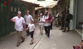 #شاهد قطعان المستوطنين يقتحمون البلدة القديمة في مدينة الخليل ويتجولون فيها، تحت حراسة جنود الاحتلال
تصوير: عارف جابر