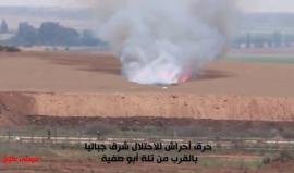 #فيديو اشتعال كبير للنيران في الداخل المحتل بين المقبرة الشرقية وأبو صفية شرق جباليا بفعل طائرة ورقية تحمل مواد حارقة