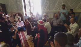 عقد قران لعروسين داخل قبة الصخرة المشرفة بالمسجد الأقصى اليوم.