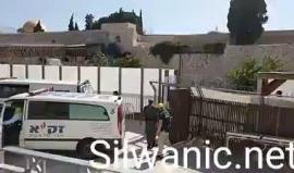 الاحتلال يخرج جثامين الشهداء الثلاثة من ساحات الاقصى عبر باب المغاربة ونقلهم عبر سيارات خاصة