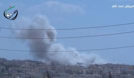 #شاهد ..جانب من الغارات الجوية المكثفة على منطقة آسيا في حريتان شمال #حلب .