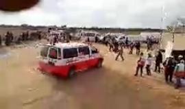 #مباشر وصول الإصابات إلى المستشفى الميداني على الحدود الشرقية لمدينة خانيونس