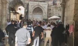 #شاهد مستوطنون يؤدون رقصات استفزازية امام باب السلسلة أحد أبواب المسجد الأقصى