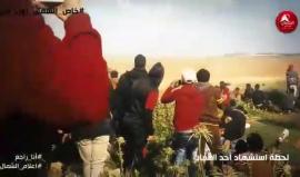 #شاهد لحظة استهداف قناصة الاحتلال لشاب أعزل شرق جباليا خلال مسيرة العودة أمس