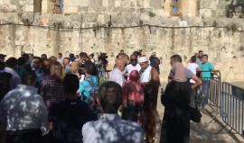 #بث_مباشر.. المقدسيون يتظاهرون أمام أبواب المسجد الأقصى المغلقة من قبل الاحتلال