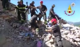 إنقاذ كلب صمد عشرة أيام تحت أنقاض الأبنية التي تهدمت جراء الزلزال الذي ضرب وسط #إيطاليا