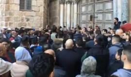 #مباشر من أمام كنيسة القيامة في العاصمة الفلسطينية المحتلة بعد رضوخ الاحتلال والتراجع عن قرار فرض الضرائب على الكنائس