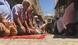 #شاهد | المقدسيون يصلون الجمعة في شوارع وأزقة البلدة القديمة بعد اغلاق قوات الاحتلال للمسجد الأقصى ومنع الاقتراب منه حتى إشعار آخر، وذلك للمرة الأولى منذ العام 1969 .