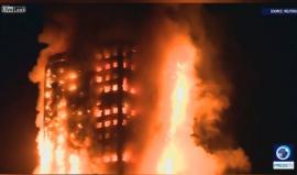 مشاهد مروعة لاشتعال برج سكني 30 طابقا غرب لندن