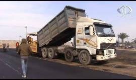 انتهاء المرحلة الأولى من رصف الساحة التجارية في معبر رفح