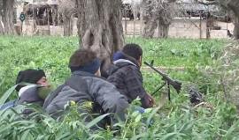 جانب من المعارك بين المعارضة والنظام في بساتين برزة بدمشق